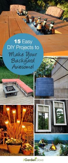 15 Easy DIY Projects to Make Your Backyard Awesome • A great roundup that has tons of Ideas and Tutorials for you!