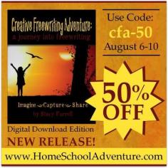 50% off Home School Adventure Co.'s newest release - Creative Writing Adventure.  This offer is for the digital version is only good for 5 days!  Augst 6th-10th