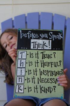 before you speak...think classroom wood sign