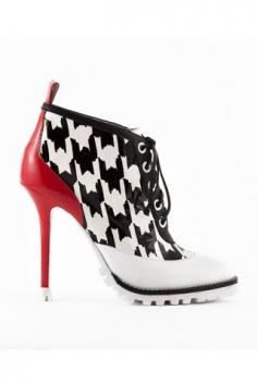 Emmy DE * Sophia Webster Black, White  Red Check Ankle Boots Fall 2014