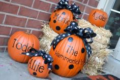 Monogrammed pumpkins for Halloween decor