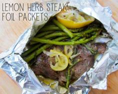 Lemon Herb Steak with Asparagus | 17 Fresh And Healthy Recipes You Can Make In A Foil Packet