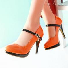 US$32.99 Appealing Orange Bright Red High Quality PU Stiletto Heel Prom Shoes. #Shoes #Heel #PU #Red