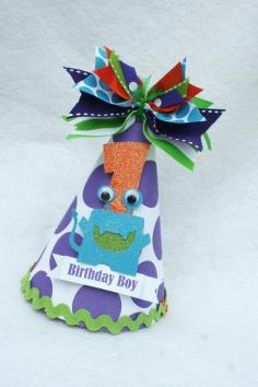 Little Monster Party hat for Halloween birthday party