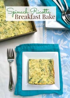 Spinach Ricotta Breakfast Bake | Teaspoonofspice.com Quiche meets stuffed shell stuffing in this easy to make, protein packed (22 grams!) breakfast.
