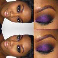 Purple is my favorite color (obviously), but it’s also universally flattering on ALL eye colors and skin tones. Here’s a sexy yet very simple go to look that works for many occasions. On the Eyes: Mac’s Grape pigment (lids), Carbon (outer v), Swiss Chocolate (Crease), Feline Eye Kohl on waterline. Mac’s Dark Diversion Fluidline for my burgundy brows. Stila Custom Color pink blush. Mac’s Cork lipliner w/Revlon’s Pink Pout lipstick and clear lipgloss  #NoFil