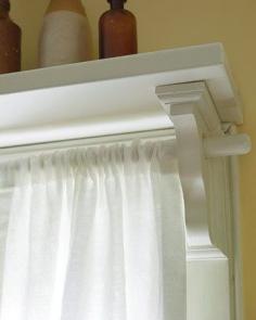 LOVE this!! Put a shelf over a window and use the shelf brackets to hold a curtain rod- genius and beautiful AND gives a completely finished off look