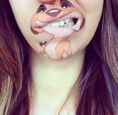 Makeup artist turns lips into cartoons