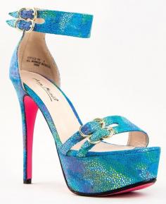 Women's #Fashion #Shoes:  Anne Michelle VIVICA-09 #Blue Reptile Stiletto High Heel Ankle Strap Sandals:  #Heels