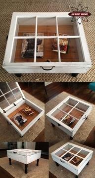 cool curio coffee table For other recycled furniture and home tips visit ourhometips #coffee table #window