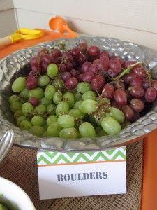 Construction Theme Birthday Party- Boulders (green & purple grapes)