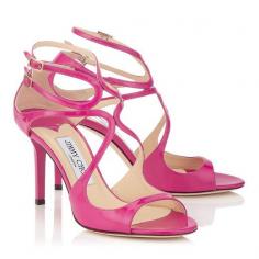 #Jimmy Choo IVETTE Jazzberry Patent Leather Strappy Sandals