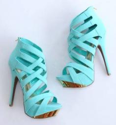 Emmy DE * Gorgeous Blue Leather High Heel Shoes