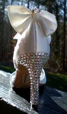 Handmade lace covered Swarovski crystal wedding shoes...Jane