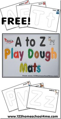 Free Playdough Mats - Alphabet Letters from A to Z #preschool #kindergarten #alphabet