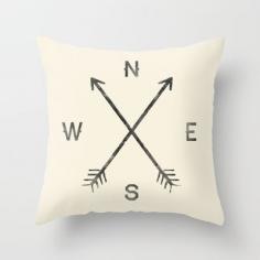 Compass (Natural) Throw Pillow by Zach Terrell - $20.00