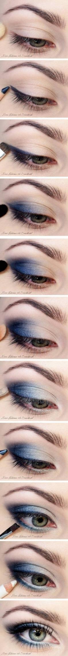 Tutorial for Navy Smokey Eye #eyes #eyemakeup #smokeyeye #stepbystep #navu #eyeshadow #howto - bellashoot.com #pictorial