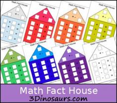 Free Math Fact House - Addition & Subtraction - 3Dinosaurs.com