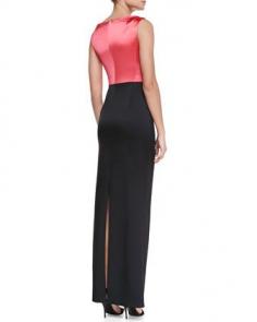 Talbot Runhof Colly Sleeveless Ruched Two-Tone Gown