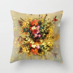 Flowers Throw Pillow by Gouzelka - $20.00