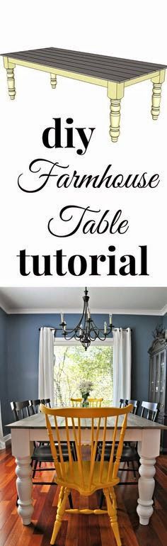 Best DIY Projects: Free Farmhouse Dining Table Plans {DIY Tutorial} Great diagrams to help you along!