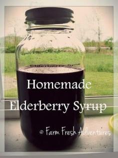 Homemade Elderberry Syrup to help beat the cold/flu season! #coldremedy #homeopathic #elderberry