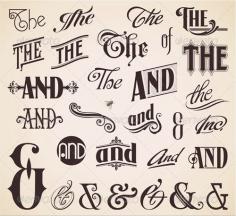 Ornate Hand Letters 'Thes' and 'Ands'