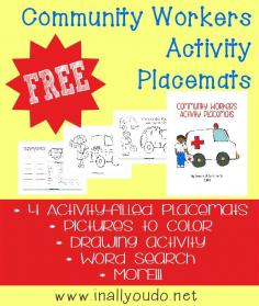 FREE Community Workers Activity Placemats - In All You Do