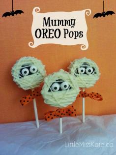 Halloween Treats Mummy Oreo Pops Easy no bake treat that the kids will love making