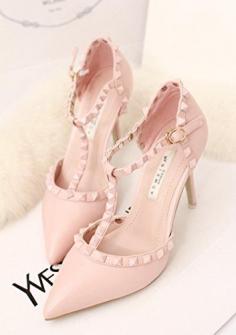 G-small Women Lady Girls Laurent tip rivets side hollow out high heel Shoes - shoes.goshopinter...