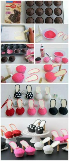 Stiletto Cupcakes How-To ~So cute and  100% edible high heel shoes... Fun for a  girly themed birthday party