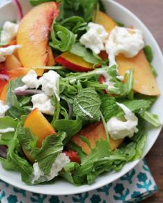 Nectarines are all dressed up in pickling juice and then tossed together with creamy burrata, fresh mint, and arugula to make a salad that is worth getting excited about!