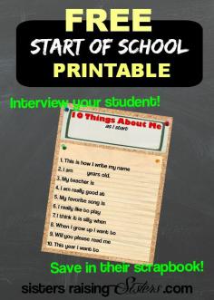 This year, as your kids go back to school, do not just take those first day pictures. Really remember what your kids were like by having them fill out this fun “10 Things About Me” free printable from Sisters Raising Sisters.