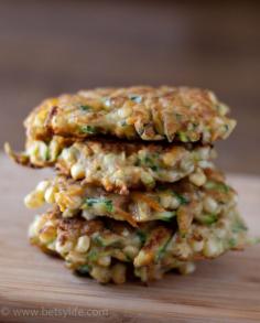 Zucchini, Corn and Carrot Fritters | Betsylife.com