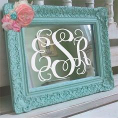 Vinyl Monogram applied to Mirror -cheap mirror from big lots! (Could paint this)   # Pinterest   for iPad #