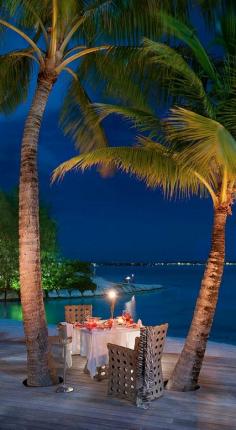 Dinner on the terrace at St. Regis Bora Bora Resort in French Polynesia