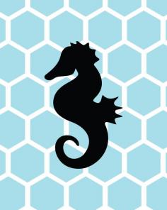 Seahorse, Honeycomb, Nautical, Marine, Nursery Art, Under the Sea, Shower Gift, 8x10 or 11x14 Art Print by NestedExpressions, $15.00