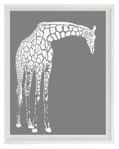 Giraffe Nursery Wall Art Prints - White Gray Decor Silhouette - Children Kid Room Safari Africa Home Decor 8x10 Print. $15.00, via Etsy.