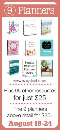 Check out all the planners you get in the 2014 Omnibus Bundle!  All these planners, plus 96 other digital resources for just $25!  Hurry, the sale ends tomorrow night!!