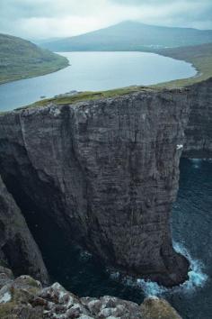 Lake Sorvagsvatn, Faroe Islands 30m above the Ocean