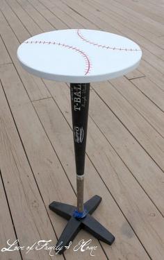 such a cute side table for a little boys room  Perfect for my little boy who loves baseball and his dad who plays.