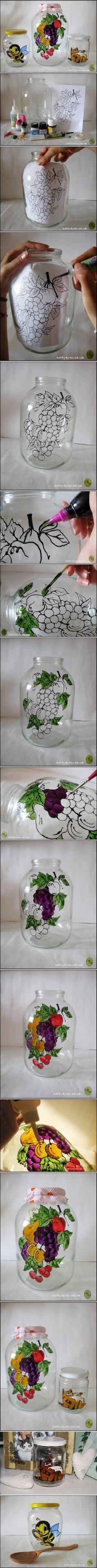 DIY Jar Art - craft ideas - easy decorations