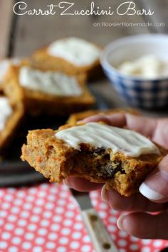 Carrot Zucchini Bars | Moist, easy to make bars that are packed with flavor | Recipe on HoosierHomemade.com