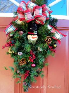 Christmas Holiday Door Swag ~ Snowman KreativelyKrafted