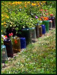 Upcycle Glass Bottles into a Garden Border - The Greenbacks Gal
