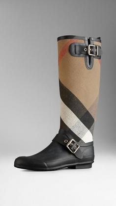 Check Detail Rain Boots | Burberry