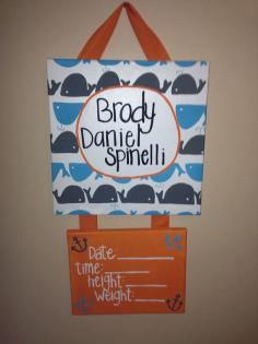 Hospital door hanger whales and anchors  on Etsy, $35.00