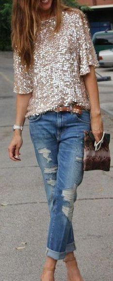 Sparkles and Distressed Denim