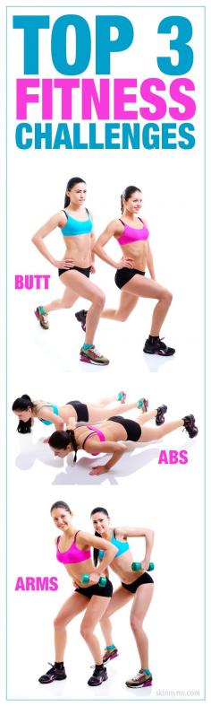 Top 3 Fitness Challenges for Summer- #ButtWorkout, #AbsWorkout and #ArmsWorkout. Take the challenge!!