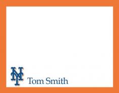 New York Mets, Baseball, Personalized Flat Note Cards - Set of 10 (white A-2 envelopes included), Sports Fan, Gift for Him, Gift for Dad by NestedExpressions, $20.00